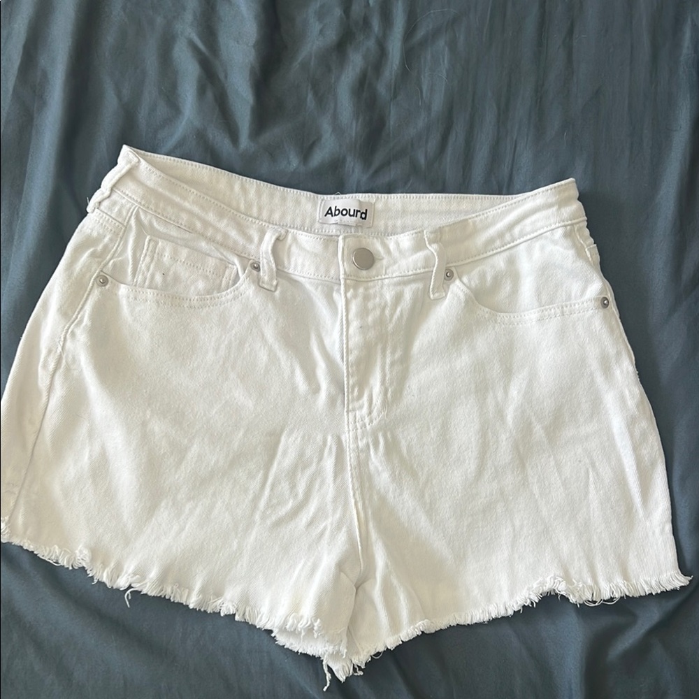Abound White Jean Shorts High-Waisted Frayed Hem